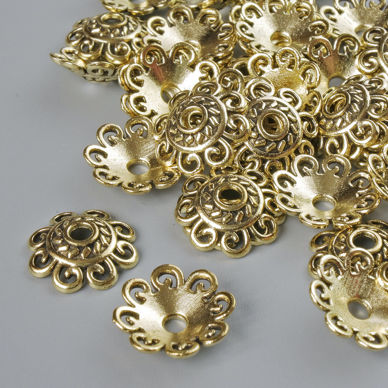 End Cap, diameter 12×2mm, hole diameter 2.3mm, packaging 20 g ± light gold colour of metal