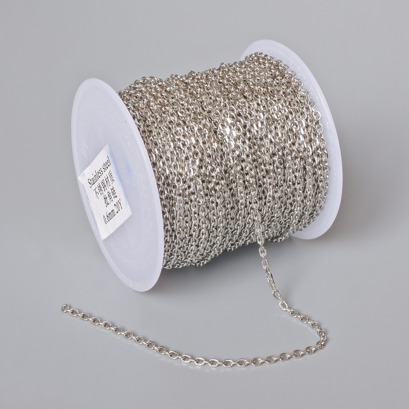  jewellery chain findings bobbin for jewelry, 2.5mm thickness, 18m length + - stainless steel