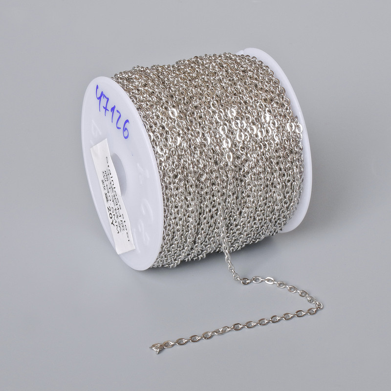 Jewelry Findings spool chain for jewellery, thickness 1.6 mm, length 18 m ±, stainless steel