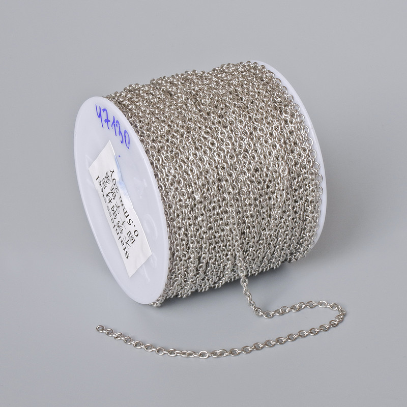 Jewellery findings spool chain for jewellery, thickness 1.3 mm, length 18 m ± stainless steel