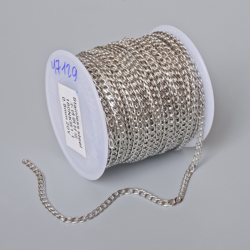 Jewellery Findings spool chain for jewellery, 3mm thickness, 18m length +/- stainless steel