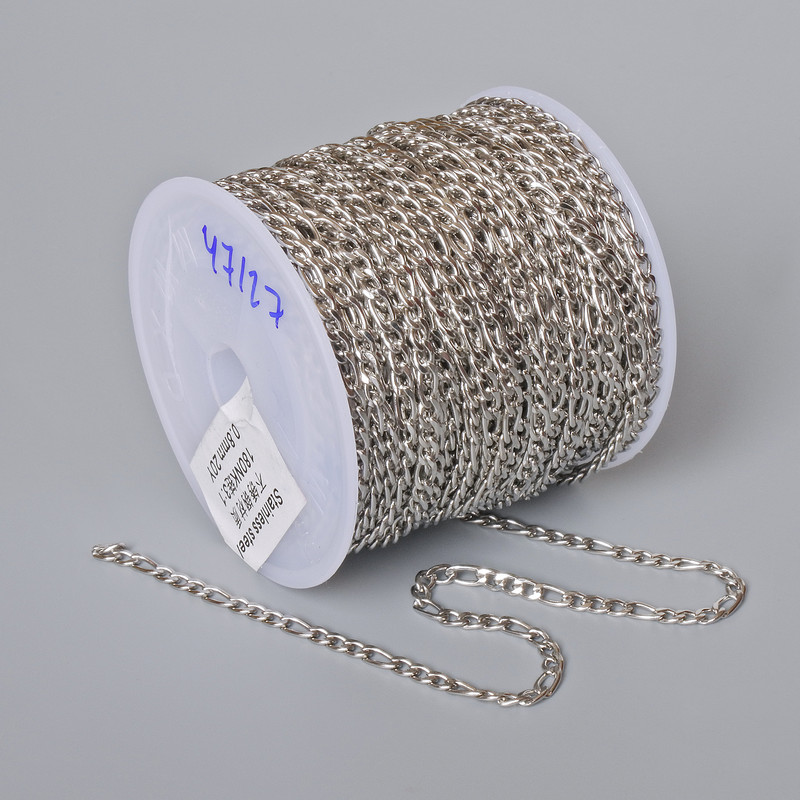 Threading hardware spool chain for jewellery, thickness 2.9mm, length 18m +/- stainless steel