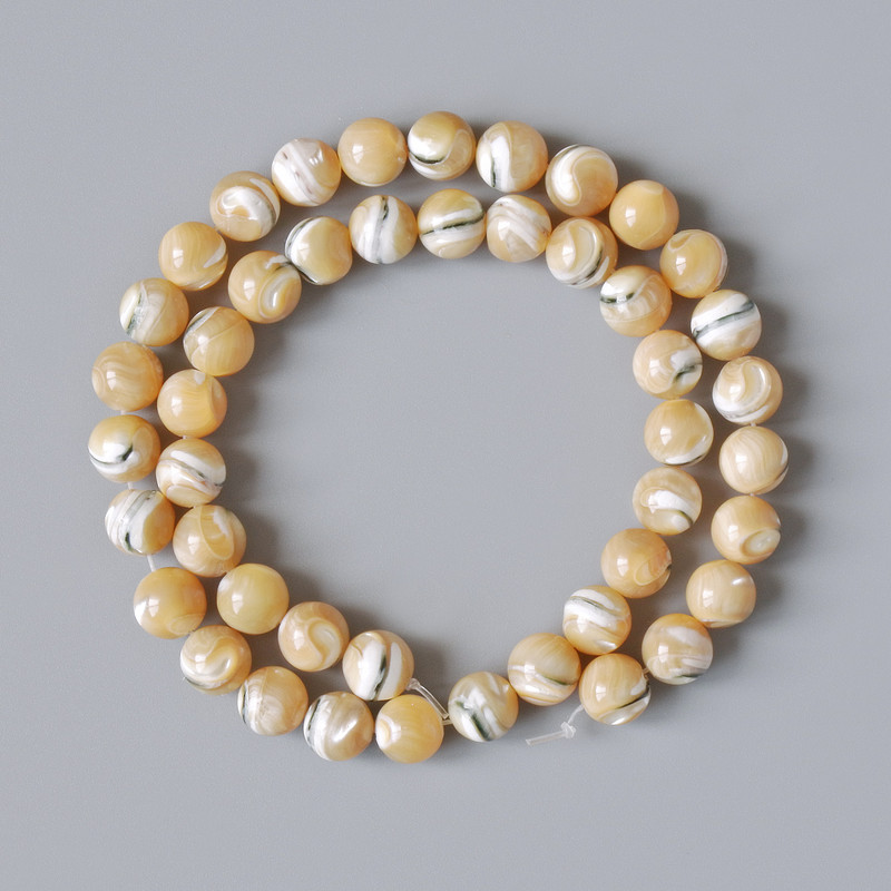 Beige Pearlized Pearls Beads, natural smooth round 8.5 mm diameter, 39 cm length + - on fishing line