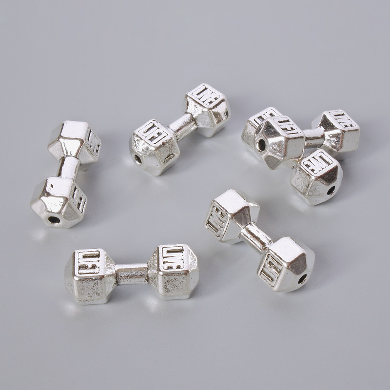 Toggle bead 'Pendant' 8x19 mm, 5mm±, pack 6 pcs, silver-colour metal