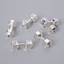 Toggle bead 'Pendant' 8x19 mm, 5mm±, pack 6 pcs, silver-colour metal