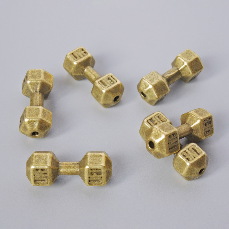 Pendant bead 'Hammer' bronze colour 8x19 mm, 5mm±, pack of 6 ± bronze metal color
