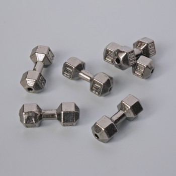 Bead End Component – Dumbbell Bead, diameter 8×19, 5mm±, packaged 6 pcs ±, dark-silver metal colour