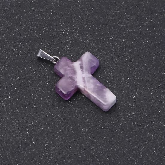 Pendant Cross, Amethyst Stone 18×25×35mm