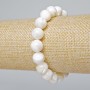 Bracelet Mother-of-Pearl natural smooth beads, diameter 10mm±, length 18cm± (stretch)