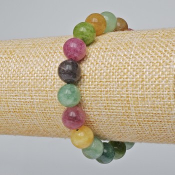 Bracelet Natural Tourmaline, smooth bead, diameter 10mm±, length 18cm± (stretch)