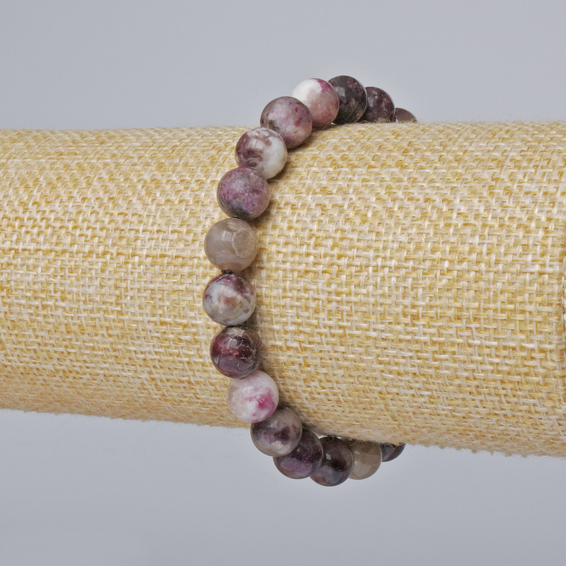 Bracelet Turquoise? Wait no: Turmaline is a gemstone. Translate: Natural tourmaline bracelet with smooth beads 8mm diameter, stretch length 18cm ±