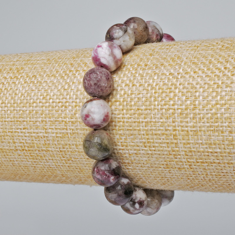 Bracelet Turquoise? Wait: turmaline natural stone smooth bead, diameter 10mm±, length 18cm± (stretch)