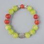 Bracelet Red Jasper and Onyx (one size) smooth beads, diameter 10.5mm±, length 18cm± (stretch) with metal inserts