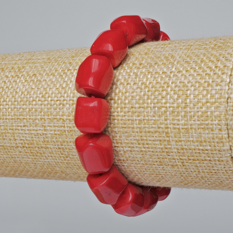 Coral Natural Bead Bracelet (assorted, medium size), diameter 11×10mm±, length 18cm± (stretch)