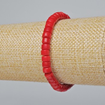 Bracelet Coral natural bead, diameter 6×4mm +-, length 18cm+- (stretch)