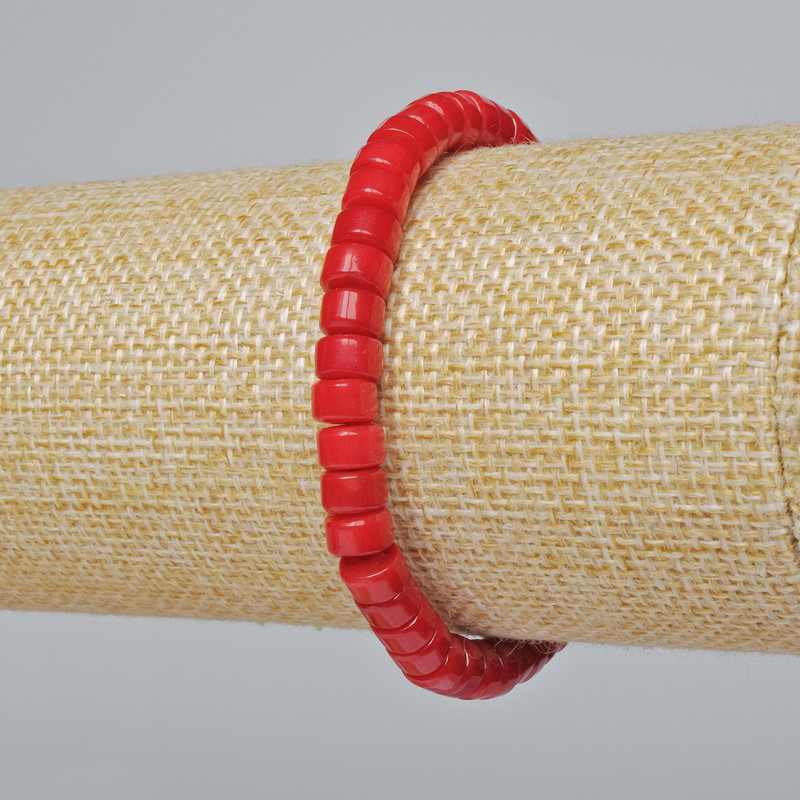 Bracelet Coral natural bead, diameter 6×4mm +-, length 18cm+- (stretch)