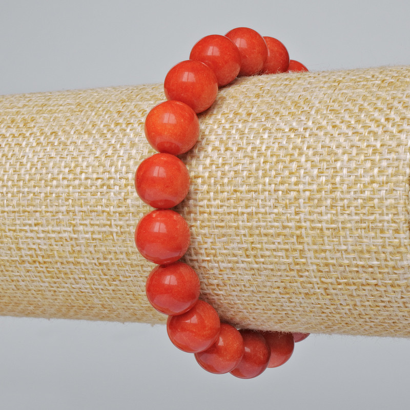 Red Jasper Bracelet (singular) smooth beads, diameter 10mm±, length 18cm± (stretch)