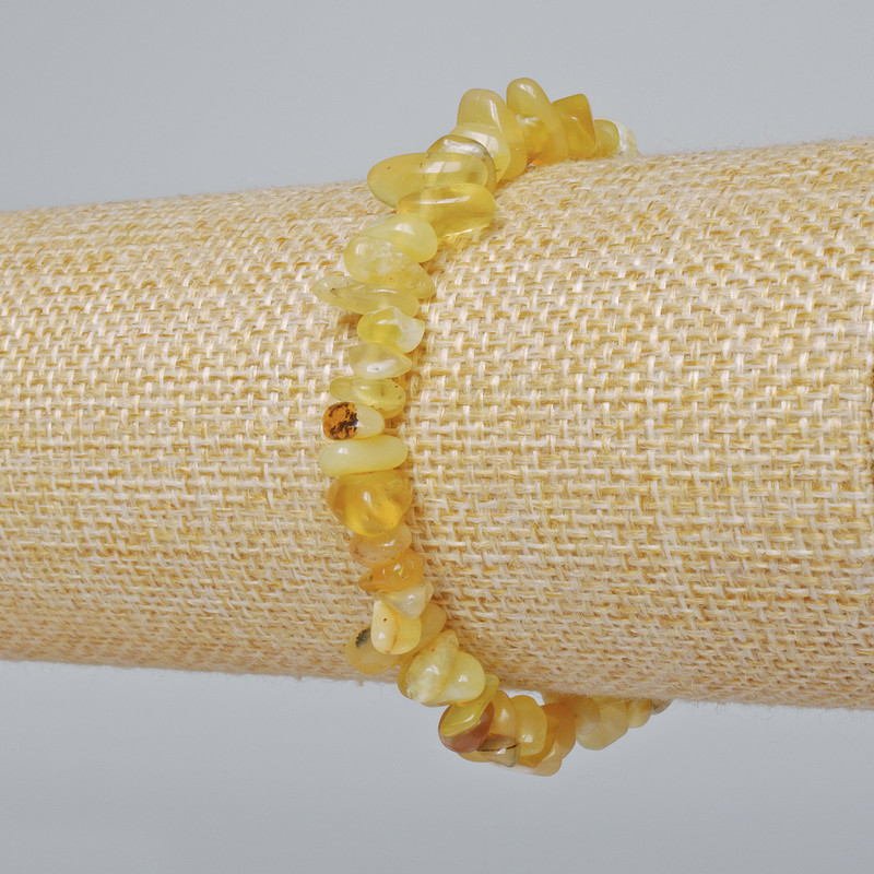 Bracelet Yellow Opal natural stone chip, diameter 6x3mm+-, length 18cm+- (stretch)
