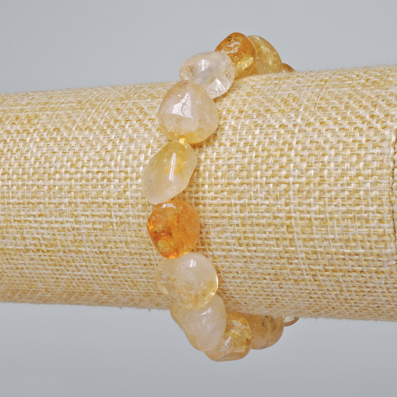 Bracelet Citrine natural stone faceted, diameter 10×13mm +-, length 18cm +- (stretch)