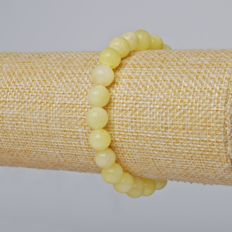Bracelet Citrine (artificial acrylic) smooth beads, 8.5mm diameter, length 18cm± (stretch)