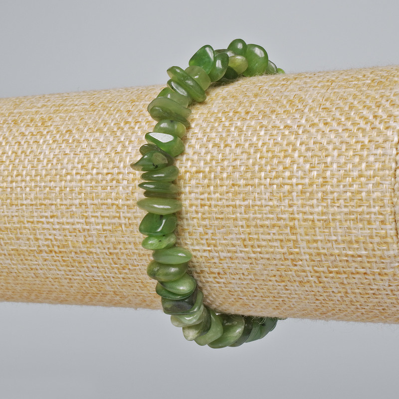 Jadeite Bracelet natural stone fragments, diameter 8x3mm+-, length 18cm+- (stretch)