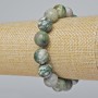 Bracelet Mossy Agate natural stone smooth bead, diameter 12mm±, length 18cm± (stretch)