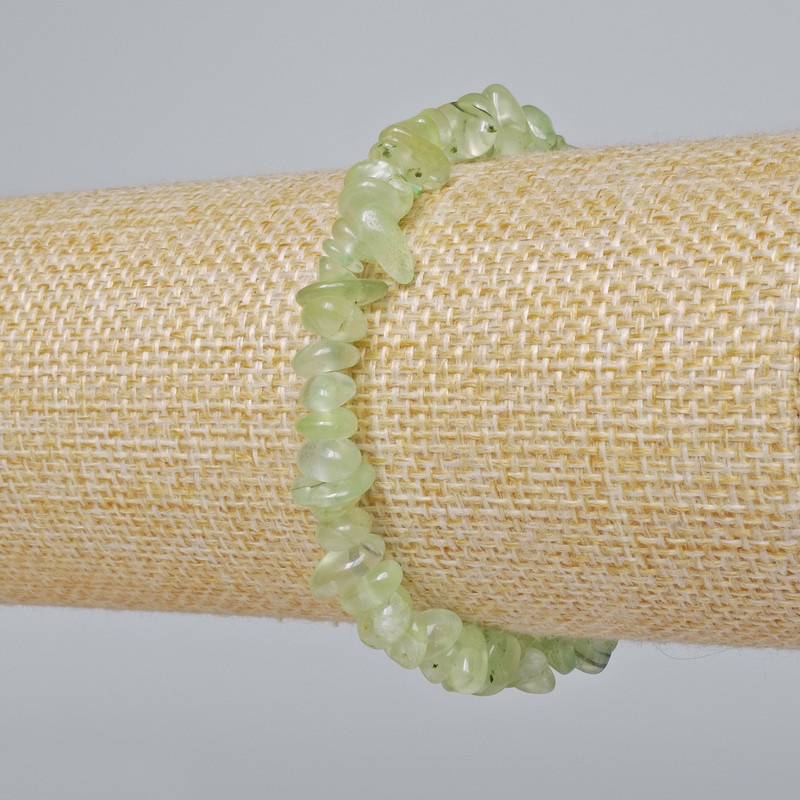 Bracelet Prehnite natural stone chip, diameter 6×3mm+, length 18cm+- (stretch)