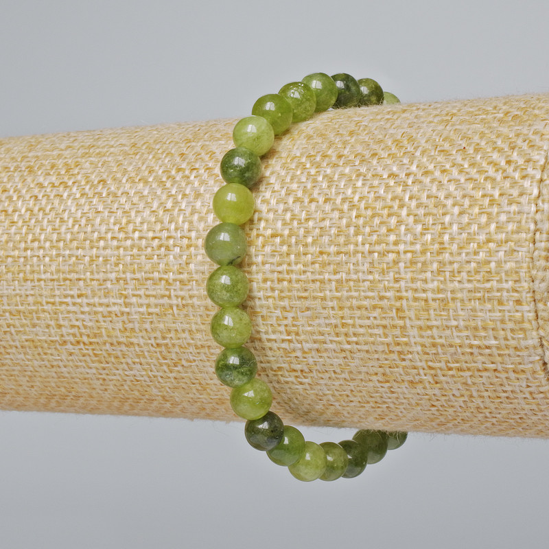 Bracelet Jadeite Smooth Bead, diameter 6mm±, length 18cm± (stretch)
