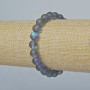 Opal glass bracelet smooth round beads, grey matte chameleon colour, diameter 8mm±, length 18cm± (stretch)