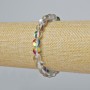 Bracelet Opal glass smooth bead, white transparent chameleon colour, diameter 8mm±, length 18cm± (stretch)