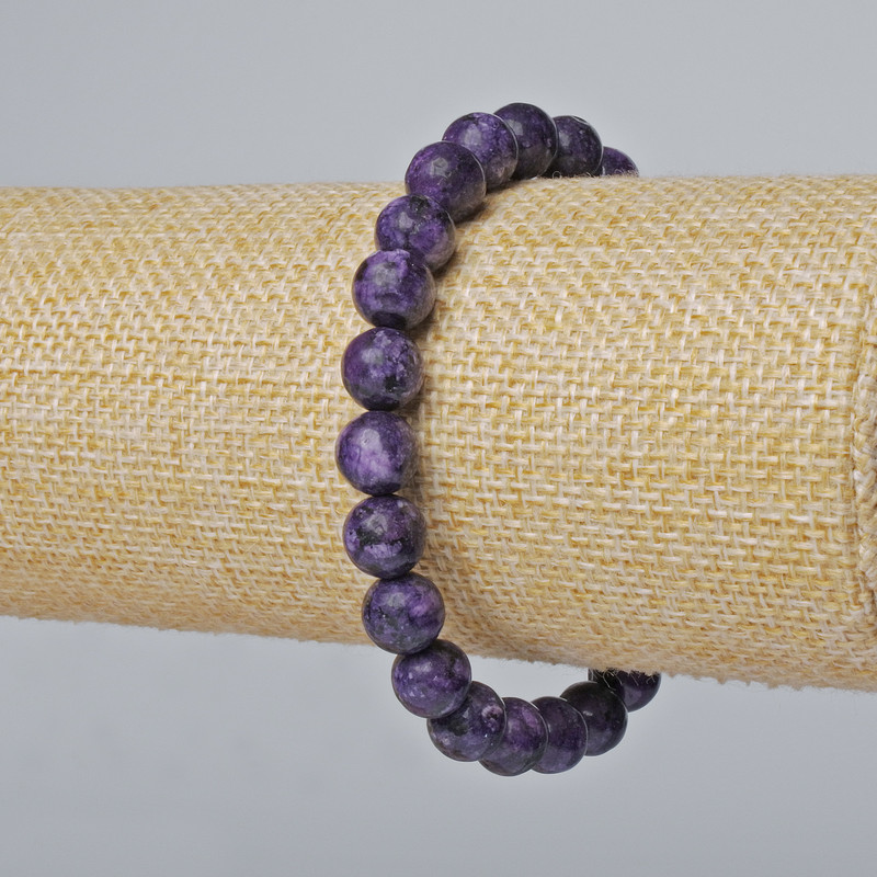 Sugilite Bracelet (natural) smooth beads, diameter 8.5mm ±, length 18cm ± (stretch)