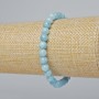 Bracelet Aquamarine natural stone smooth bead, diameter 6.5mm±, length 18cm± (stretch)