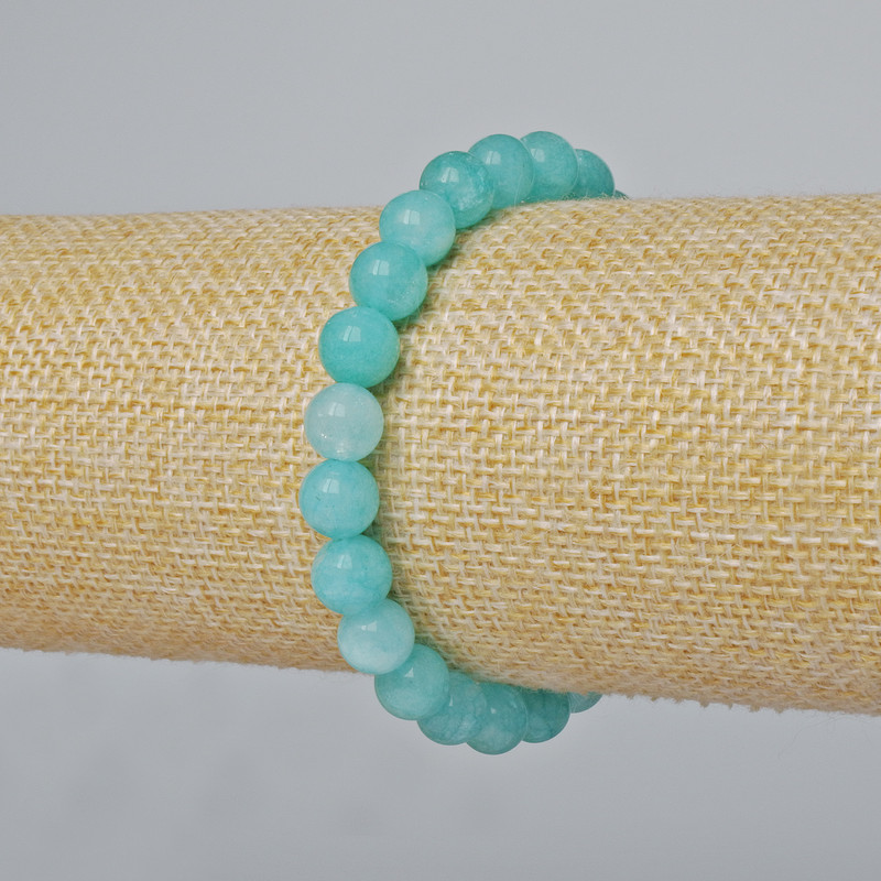 Bracelet Amazonite (artificial) smooth ball, diameter 8mm+-, length 18cm+- (stretch)