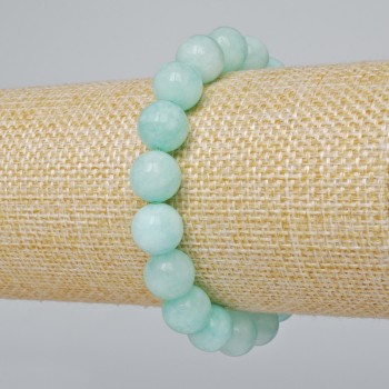 Amazonite Bracelet Natural Stone Smooth Bead, 10mm diameter +/-, length 18cm +/- (stretch)