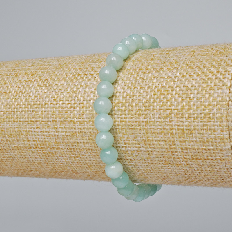 Bracelet Amazonite (artificial acrylic) smooth bead, diameter 6.5mm±, length 18cm± (stretch)