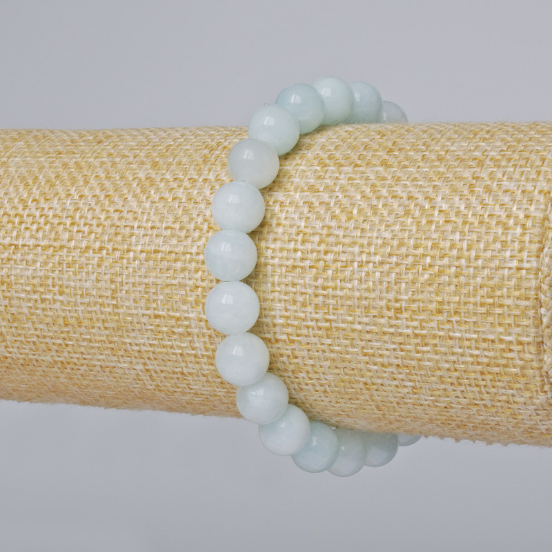 Aquamarine Bracelet (plastic/acrylic beads) smooth sphere, diameter 8.5mm ±, length 18cm ± (stretch)