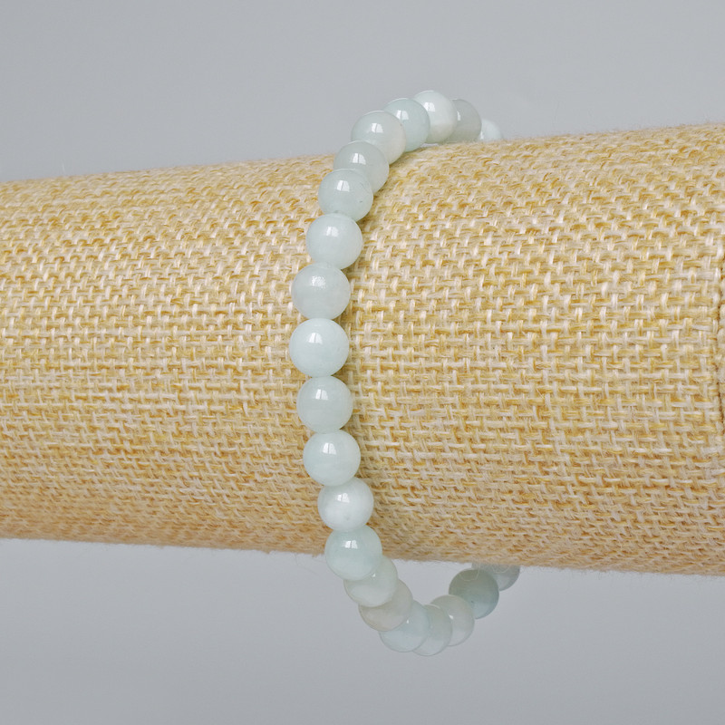 Bracelet Aquamarine (artificial acrylic) smooth beads, diameter 6mm±, length 18cm± (stretch)