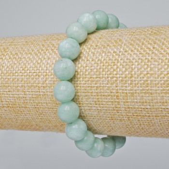 Amazonite Bracelet Natural Stone Smooth Bead, diameter 10mm±, length 18cm± (stretch)