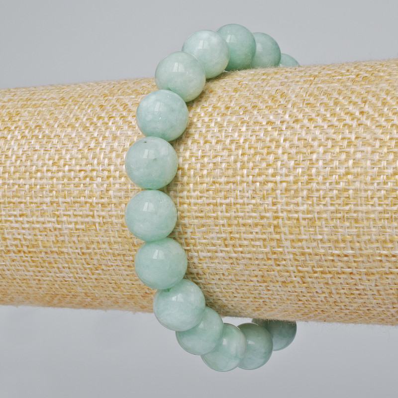 Amazonite Bracelet Natural Stone Smooth Bead, diameter 10mm±, length 18cm± (stretch)