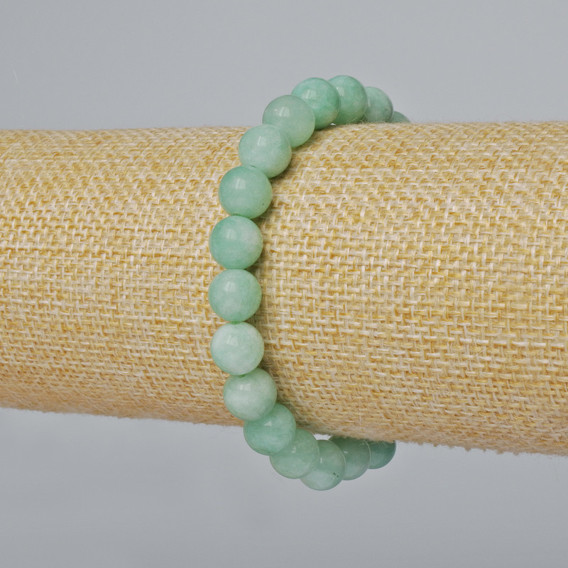 Amazonite Bracelet, natural stone, smooth beads, diameter 8.5mm±, length 18cm± (stretch)