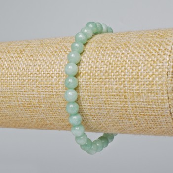 Amazonite Bracelet natural stone smooth beads, 6mm diameter ±, length 18cm ± (stretch)