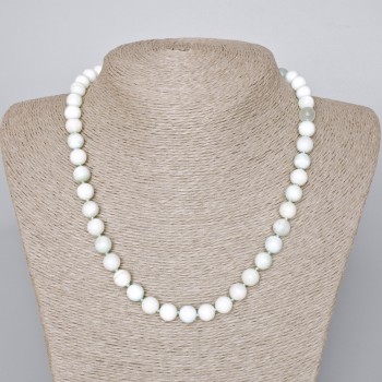 Hemimorphite Necklace with smooth beads, natural stone, diameter 8.5mm, length 45-48cm