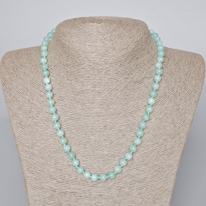 Amazonite Necklace natural stone smooth bead, diameter 6.5mm, length 45-47cm