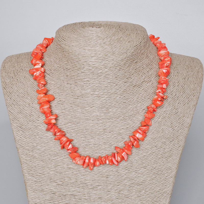 Coral Bead Orange Natural Granule, diameter 9x4mm+-, length 44-47cm+