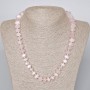 Necklace of Pink Quartz, faceted rondelle natural gemstone, 10x7 mm diameter, length 45-47 cm