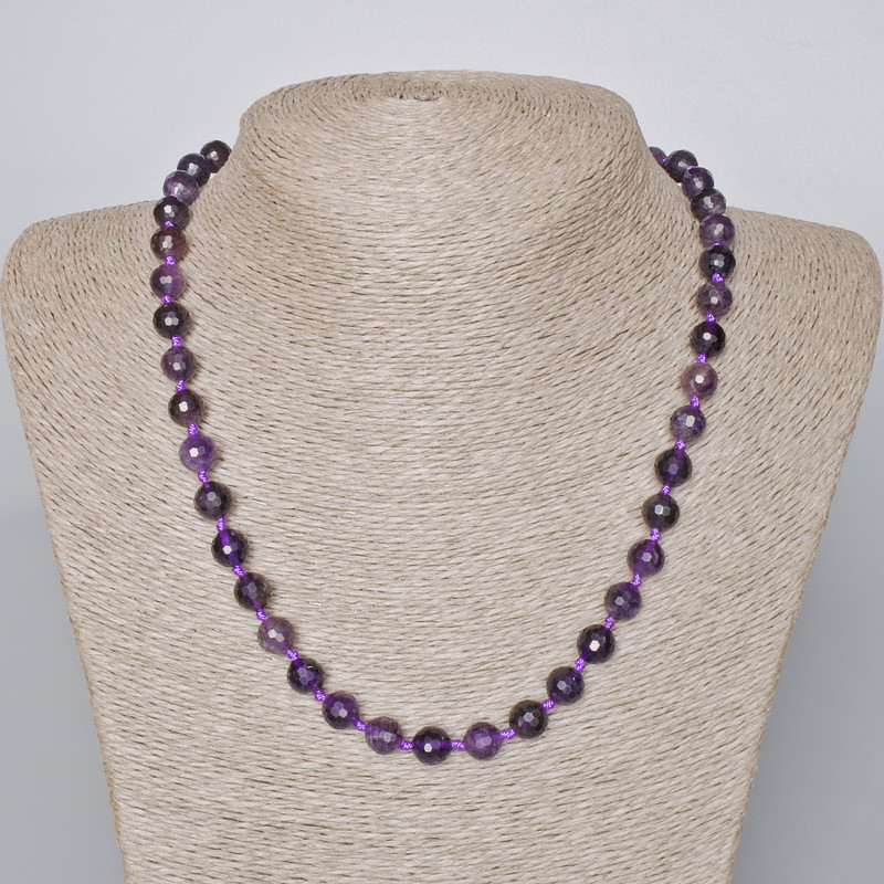 Amethyst Necklace natural stone faceted bead, diameter 8mm±, length 46-49cm±