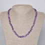 Amethyst Necklace with Natural Stone, Faceted Cubes, 7mm Diameter, 45-47cm Length