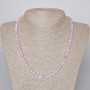 Necklace Lavender Amethyst natural gemstone faceted cube, 6mm diameter, length 47-49cm