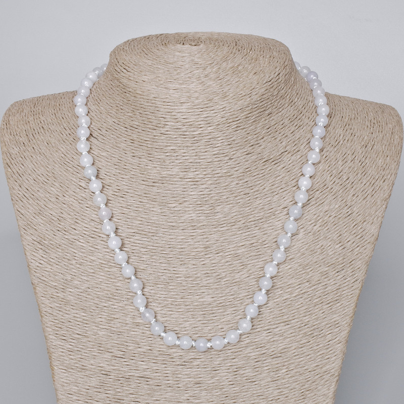 Aquamarine Necklace with natural stone, smooth rounds, diameter 6mm ±, length 46-49cm ±