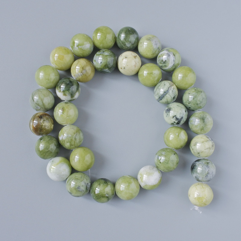 Green Opal Beads (Acrylic Imitation), Smooth Round, Diameter 12mm+/-, Length 39cm+/- on Fishing Line